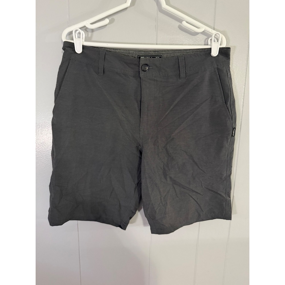 O'Neill Hybrid Shorts Mens 34 Grey Textured Diamond Pattern Performance Casual